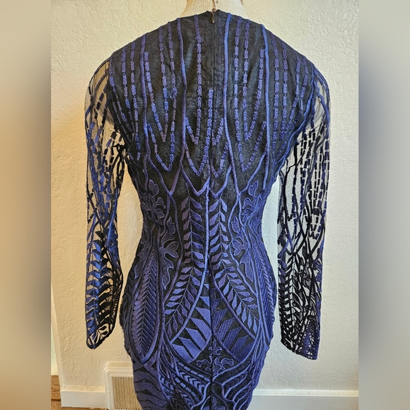 Lavish Alice Embroidered Mesh Bodycon Dress Size 6 - Picture 5 of 6